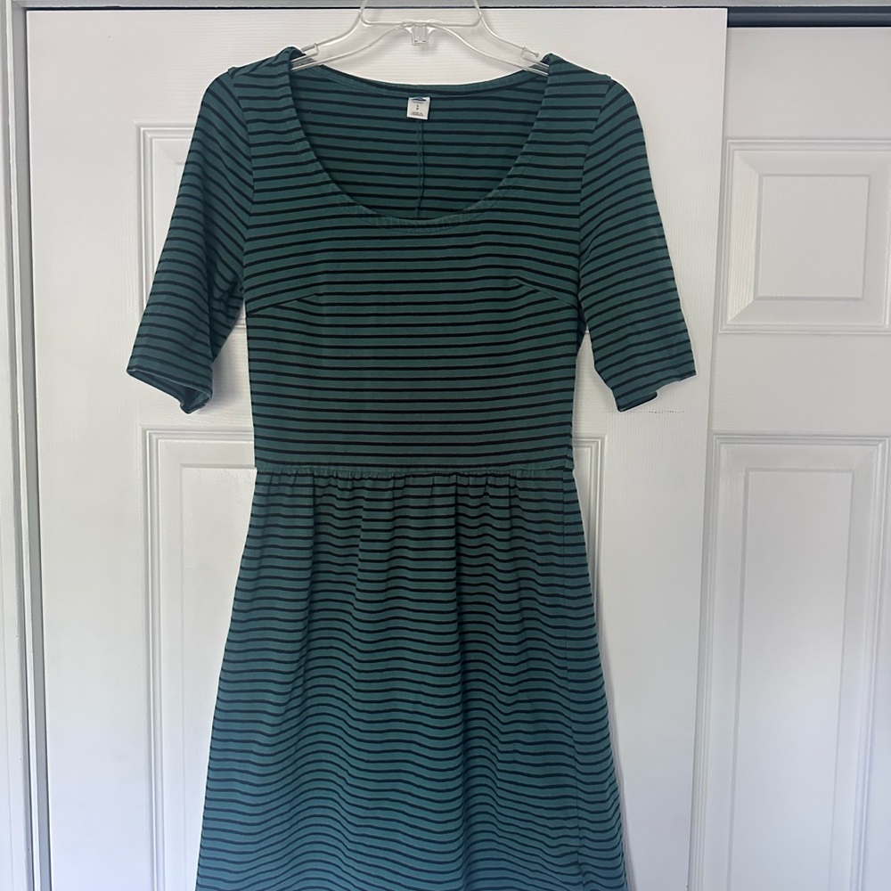 Old Navy Green and Black Striped Dress